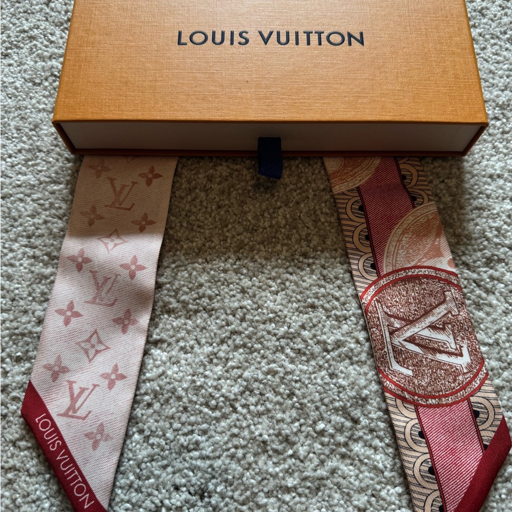 Louis Vuitton Pink and Red Monogram Scarf